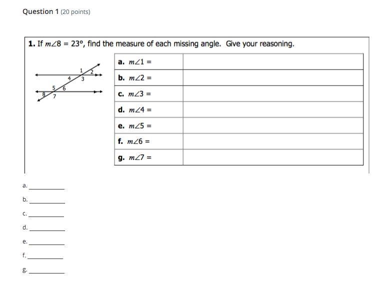 If <8m 23 find the measure of each missing angle-example-1