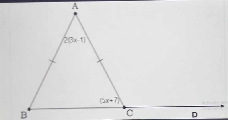 Find the measure of angle ACD and angle ABC. options: ACD A. 130.5 B. 59.5 C. 52.2 D-example-1