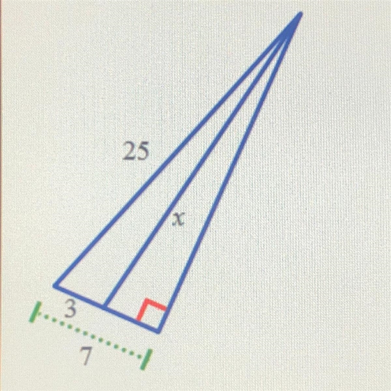 Find the unknown side length, x. Write your answer in simplest radical form. A. 24 B-example-1