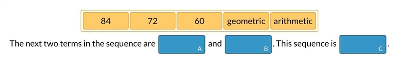 A sequence of numbers is 0, 12, 24, 36, 48,.... Drag tiles to complete the statements-example-1