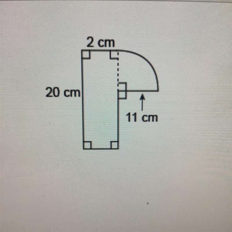 Calculator This figure consists of a rectangle and a quarter circle. What is the perimeter-example-1