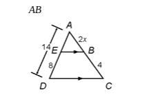 Find x and the measures of the indicated parts. A. X=3/2, AB =3 B. X=3/2, AB=6 C. X-example-1