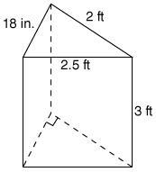 What is the volume of the triangular prism below? V = ____ ft3-example-1