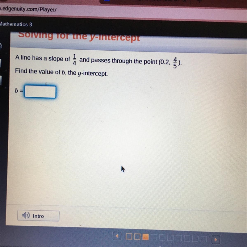 Find the value of b, the y intercept-example-1