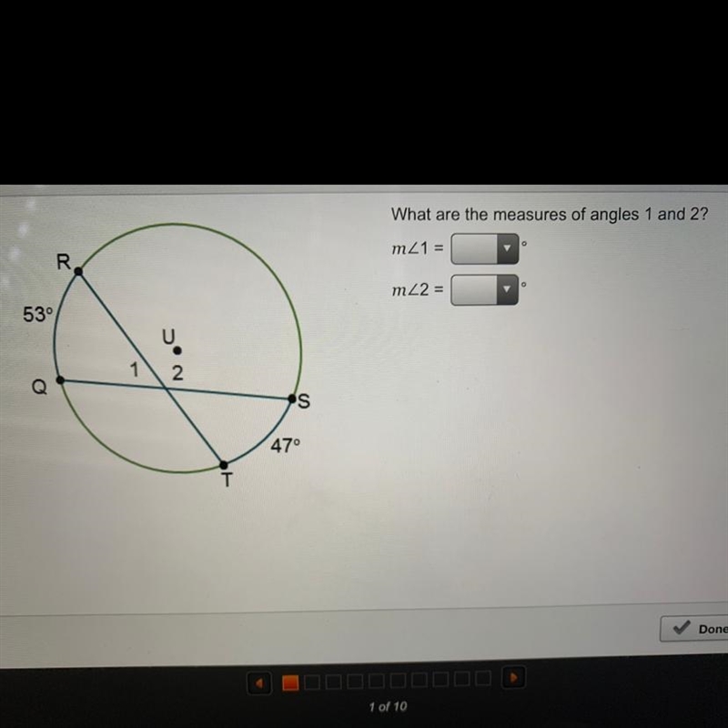 What are the measures of angles 1 and 2?-example-1