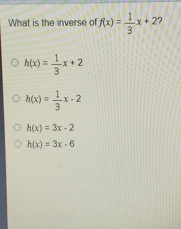 What is the inverse of f(x) =1/3x +3​-example-1