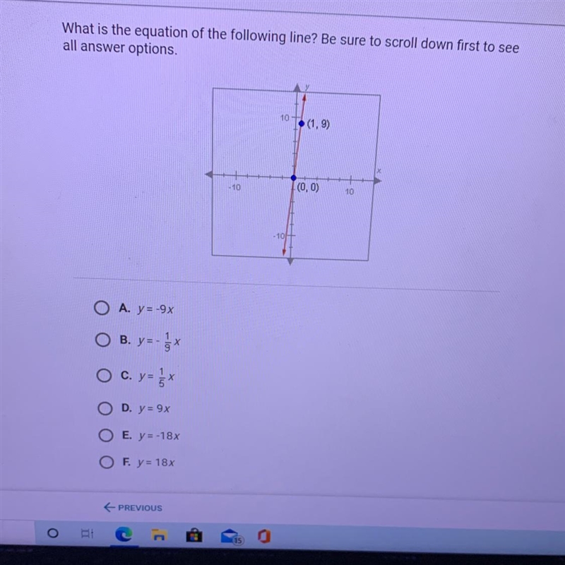 What is the equation of the following line? Be sure to scroll down first to see all-example-1