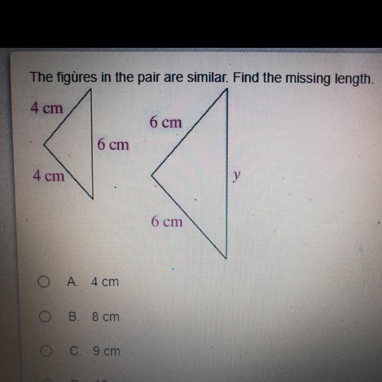 The figures in the pair are similar. Find the missing length.-example-1