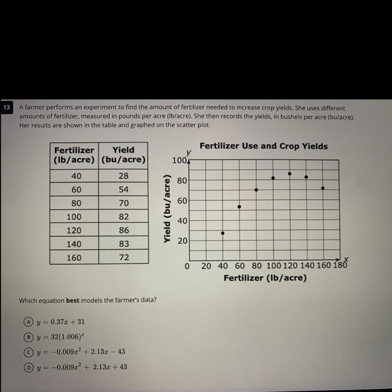 A farmer performs an experiment to find the amount of fertilizer needed to increase-example-1