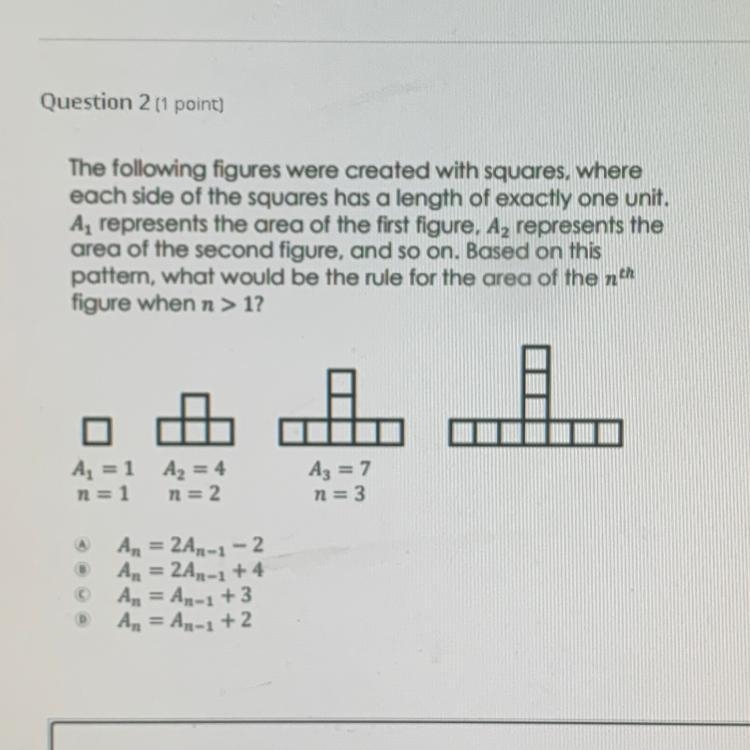 I NEED HELP IMMEDIATELY!!! The following figures were created with squares, where-example-1