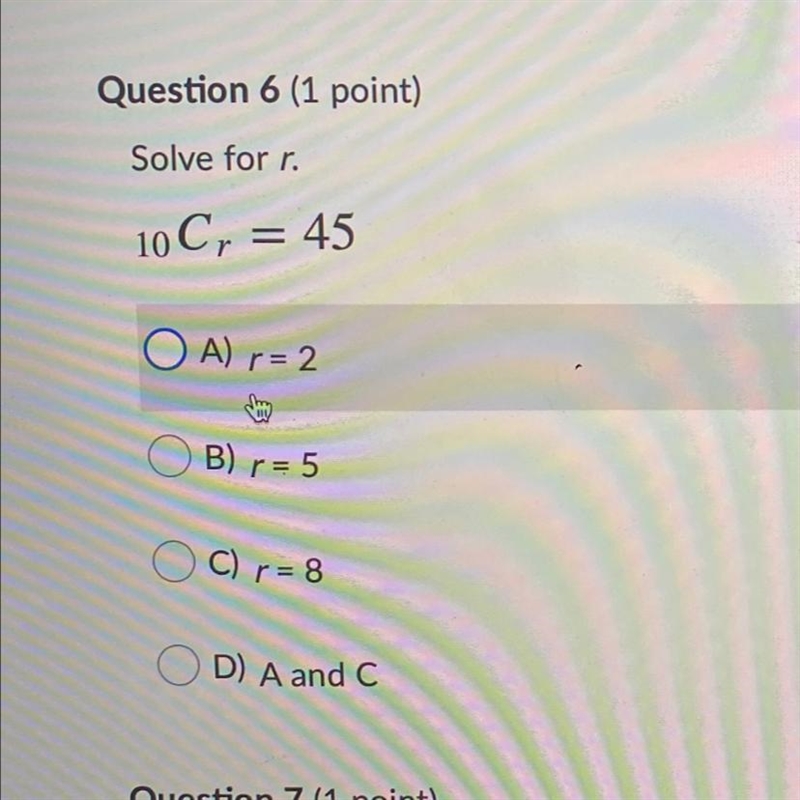 Solve for r. This is for combinations and permutations.-example-1