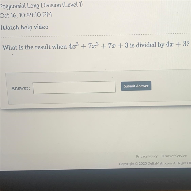 Plz help me!! Polynomial Long Division (Level 1)-example-1