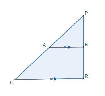 The figure shows triangle PQR and line segment AB, which is parallel to QR: Is triangle-example-1