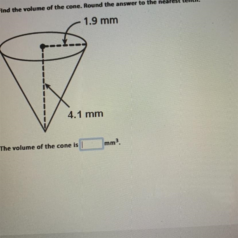 FIND THE VOLUME OF THE CONE!-example-1