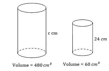 Two similar cylinders have volumes of 480cm3 and 60cm3. Find the fully simplified-example-1