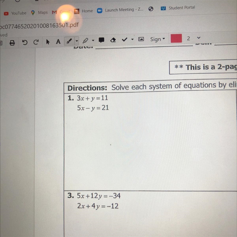 3x + y =11 5x - y = 21 Solve each system of equations by elimination. Answer QUICK-example-1