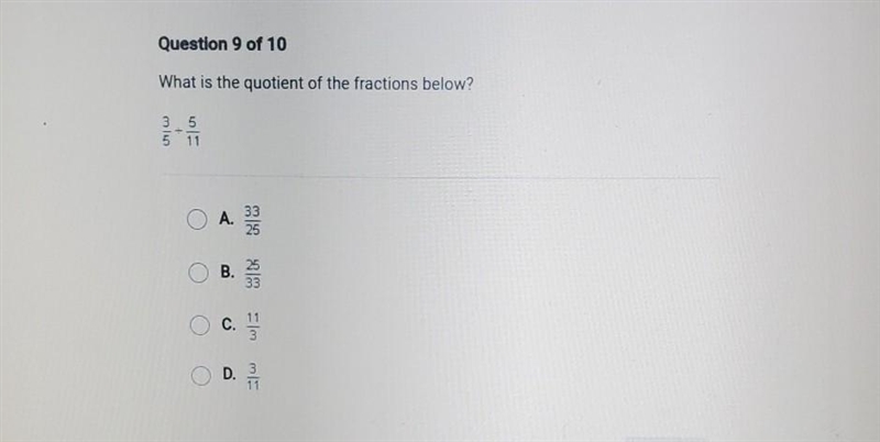 What is the quotient of the fractions below? ​-example-1