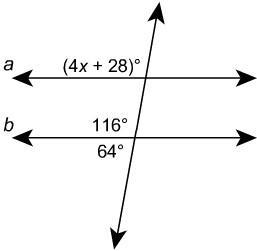 For what value of x is line a parallel to line b? 52 38 9 22-example-1