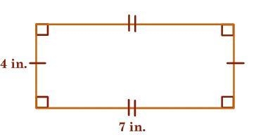 Find the perimeter of the rectangle with a A. 11 in. B. 22 in. C. 28 in. D. 56 in-example-1