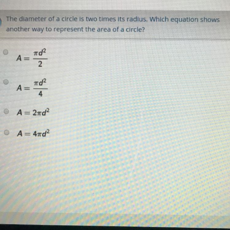 The diameter of a circle is two times its radius. When equation shows another way-example-1