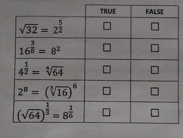 Determine whether each equation is True or False. In case you find a "False&quot-example-1