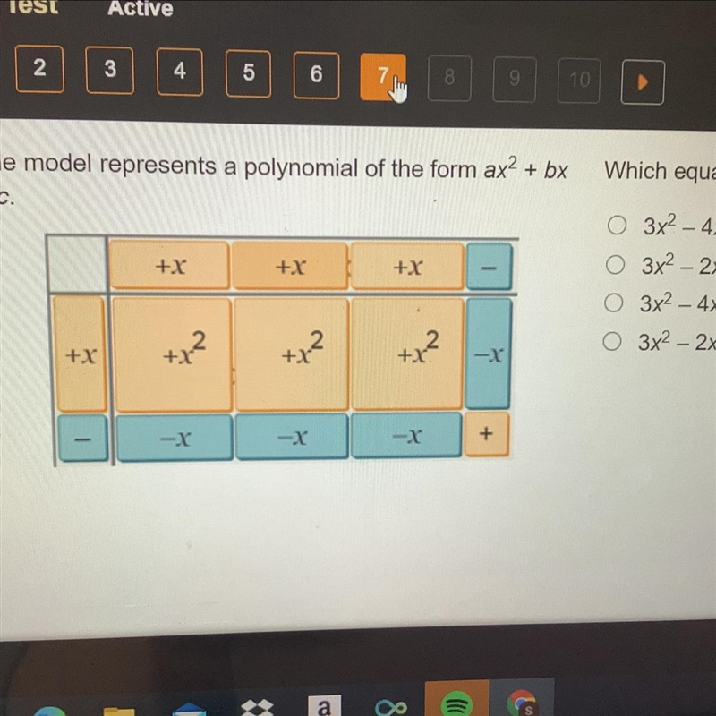 14 POINTS PLEASE HELP !! The model represents a polynomial of the form ax^2 + box-example-1