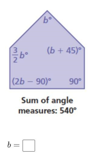 Find the value of b. Then find the angle measures of the pentagon.-example-1