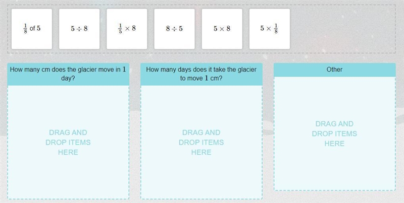 The glacier moves 5 centimeters in 8 days. You can use that information to answer-example-1