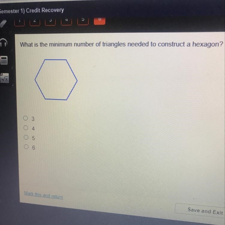 What is the minimum number of triangles needed to construct a hexagon?-example-1