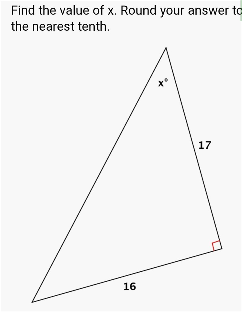 Find the value of X . Round answer to nearest tenth.-example-1