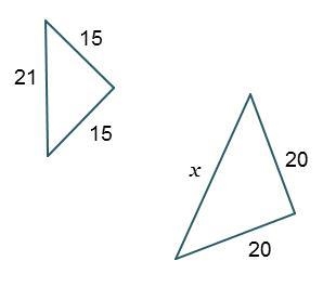 What value of x will make the triangles similar by the SSS similarity theorem? x =-example-1