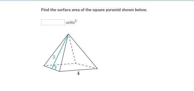 Find the surface of the square pyramid shown below-example-1