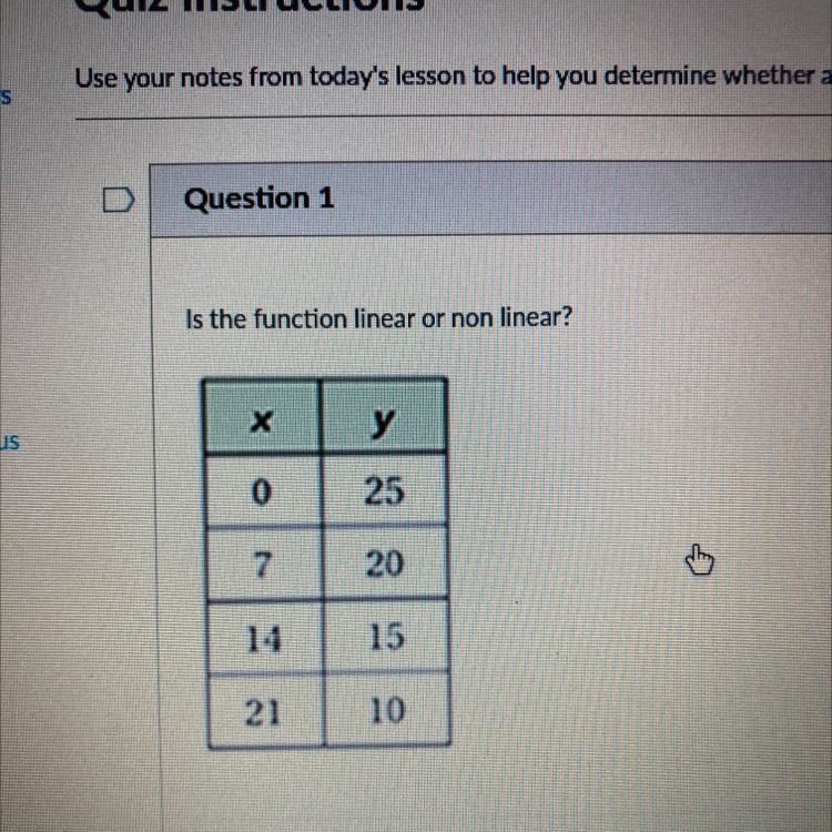 Is this function linear or non linear (look at photo)-example-1