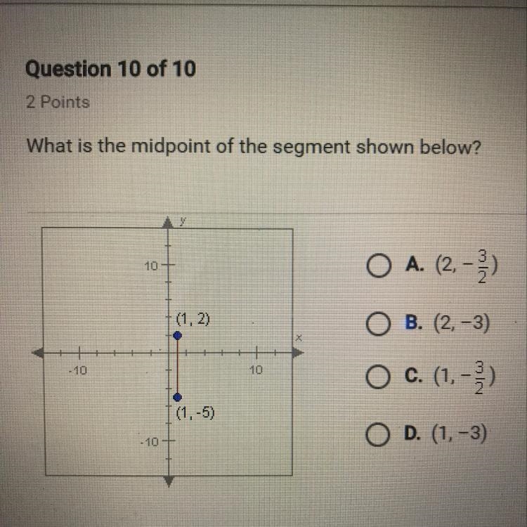 What is the midpoint of the segment shown below?-example-1