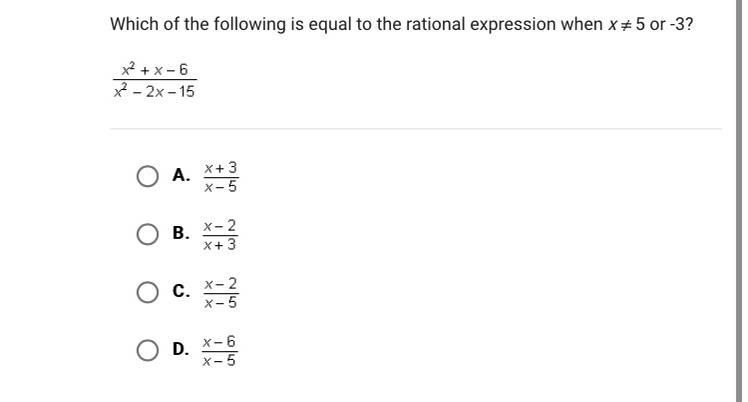 Which of the following is equal to the rational expression when x cannot be equal-example-1