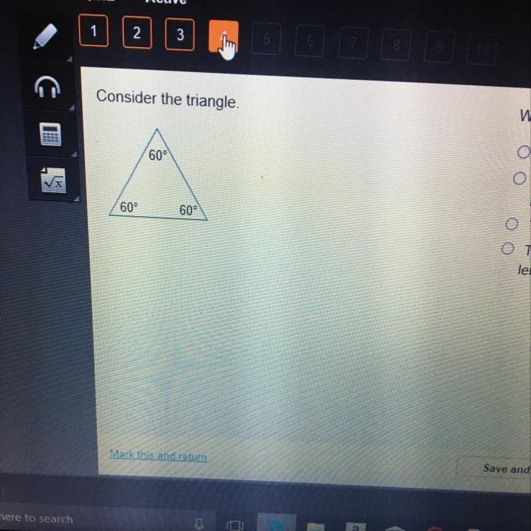 Which statement is true about the lengths of the sides? O Each side has a different-example-1