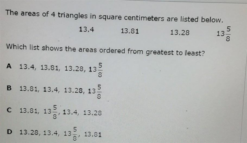 Which list shows the area ordered from greatest to least​-example-1