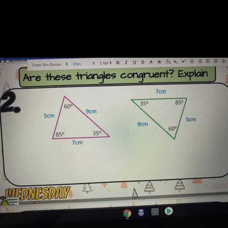 Are these triangles congruent? Explain please-example-1