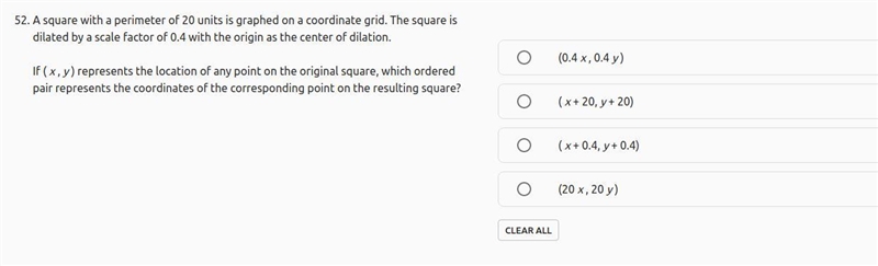 (HELP) If ( x , y ) represents the location of any point on the original square, which-example-1