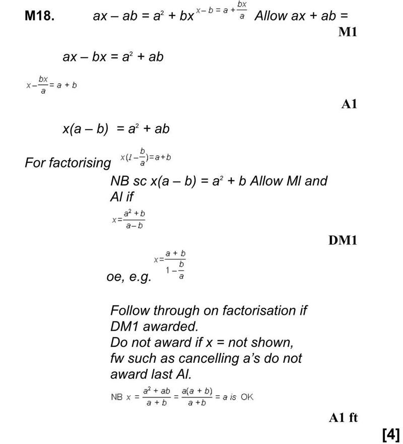 Make x the subject of the formula a(x-b)=a^2+bx-example-1