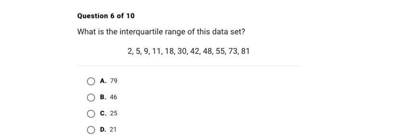 What is the interquartile range of this data set ?-example-1