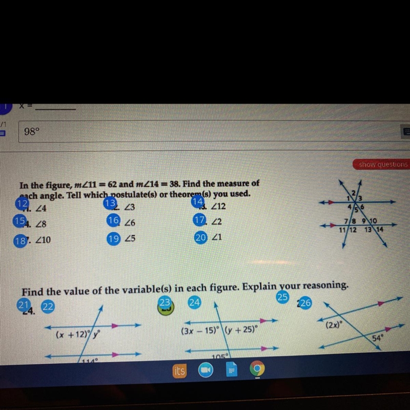 I need help to identify angle 2 please-example-1