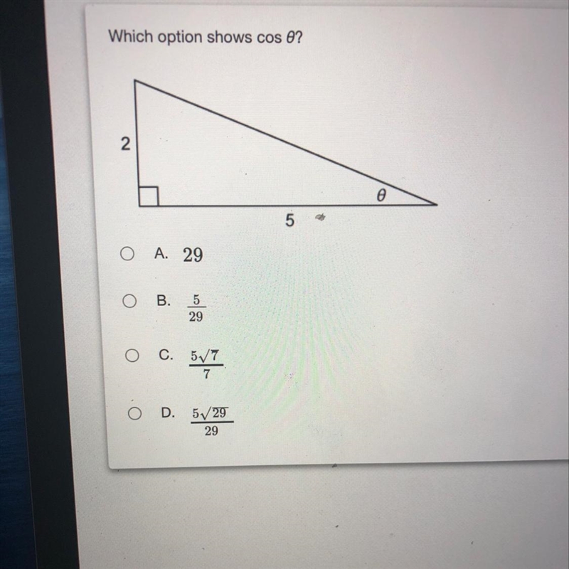 Which option shows cos Ø?-example-1