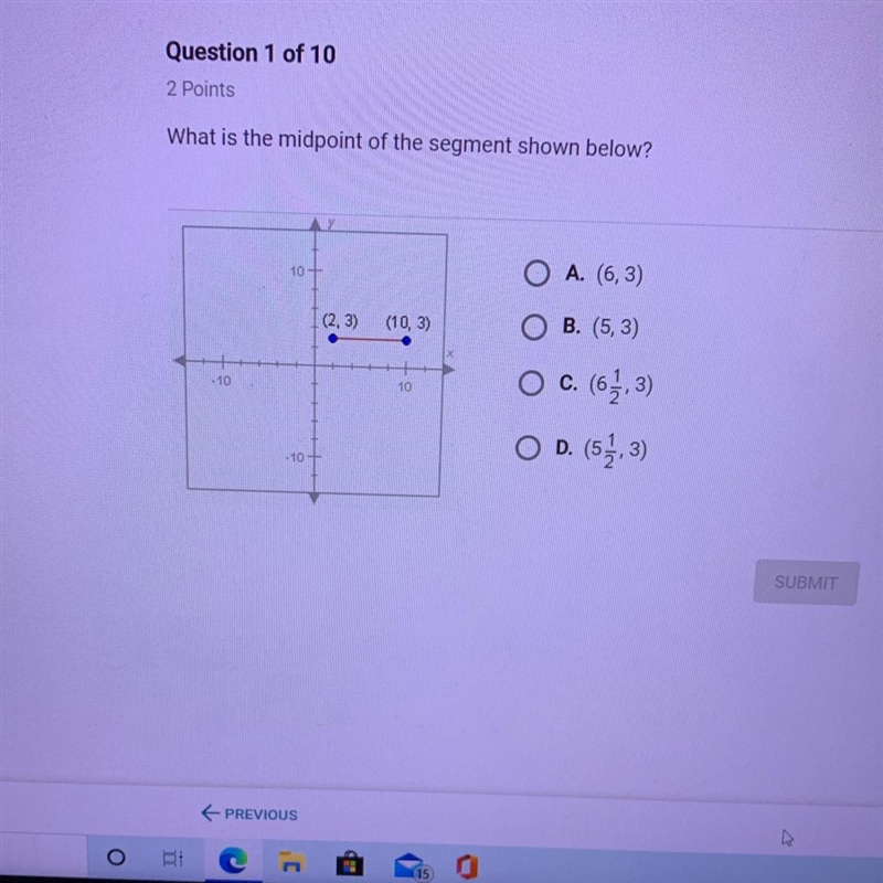 What is the midpoint of the segment shown below ?-example-1