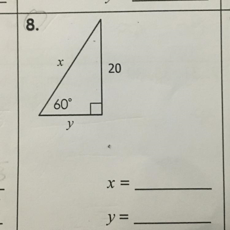 This is a special right triangle (30-60-90) and I can do most of them but this one-example-1