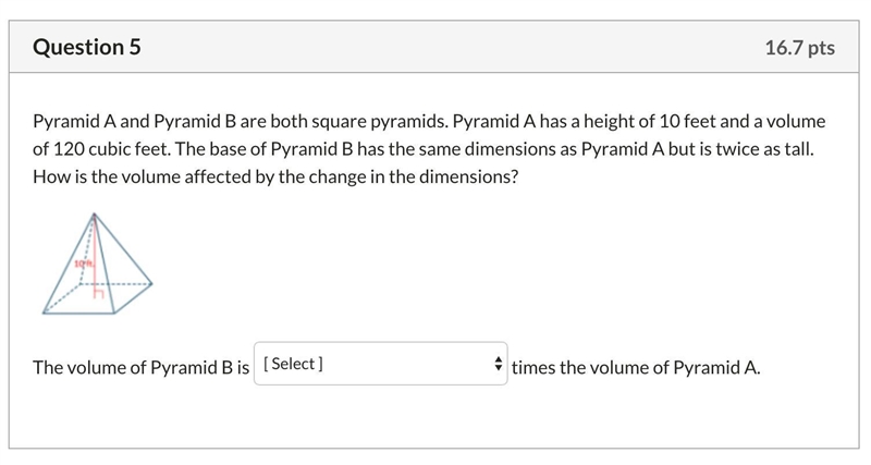 Pyramid A has a height of 10 feet and a volume of 120 cubic feet. The base of Pyramid-example-1