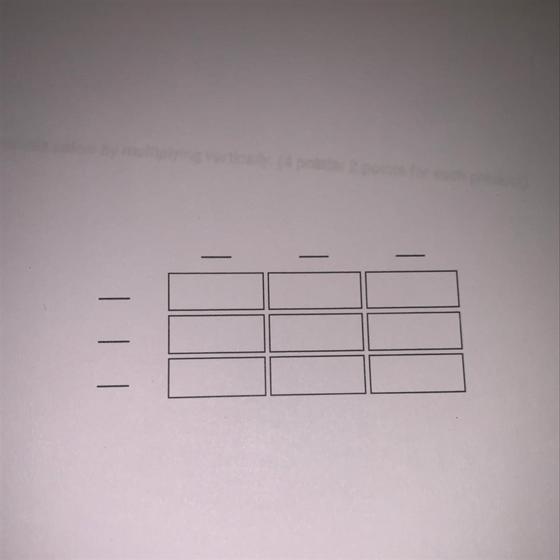 Use the table to find the products of the polynomial pls help i’m having so much trouble-example-1