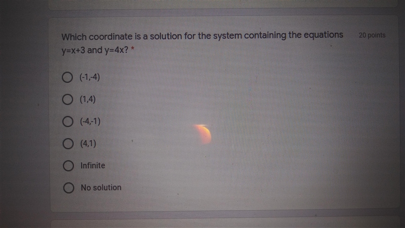 Which coordinate is a solution for the system containing the equations y=x+3 and y-example-1