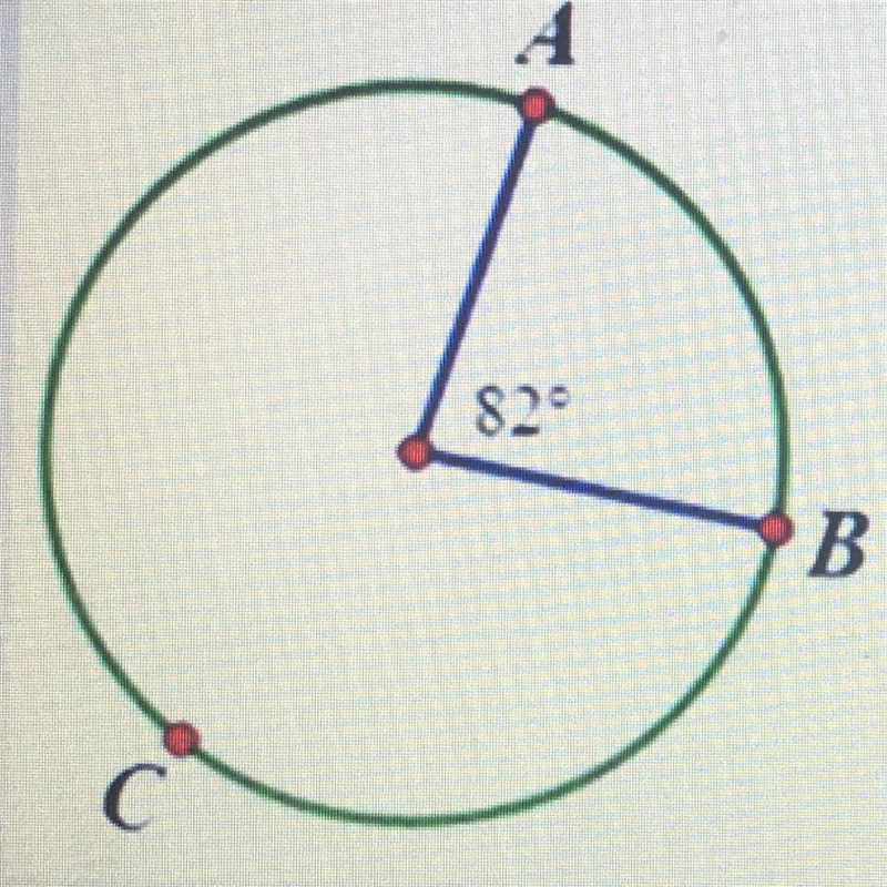 The measure of major arc ACB is _____ degrees. (Enter only a number as your answer-example-1