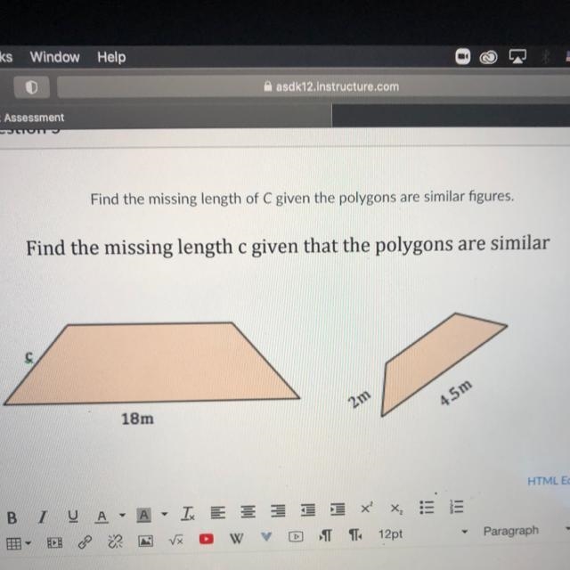 Find the missing length of C given the polygons are similar figures.-example-1